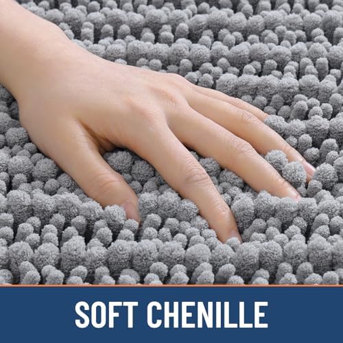 Smiry Bathroom Rugs 35X24, Extra Soft Rubber Backing Chenille Bath Mats