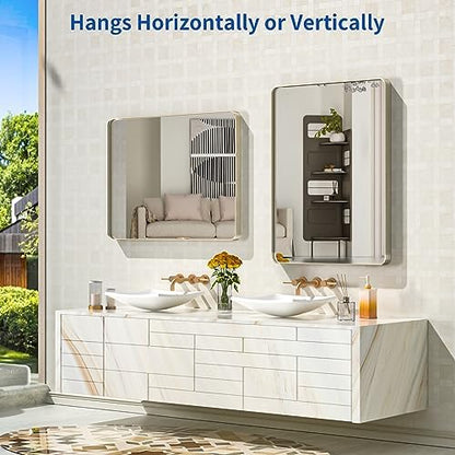 WEER Brushed Nickel Bathroom Vanity Mirror 24X32 Inch