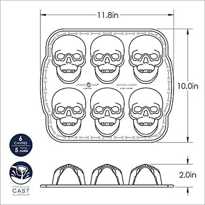 Nordic Ware Halloween Bakeware, Haunted Skull Cakelet Pan, Bronze (Pack of 3)