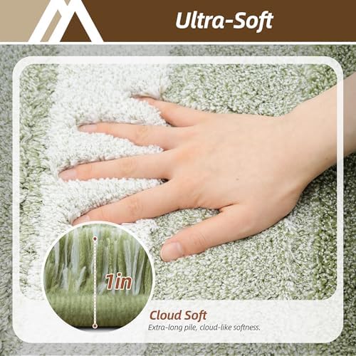 COSY HOMEER Bathroom Rugs 24x17,Ultra Soft Absorbent Bath Mat,Green