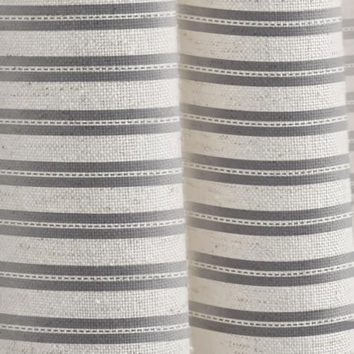 Farmhouse Striped Shower Curtain Horizontal Grey Vintage Linen 72"W X 72"L