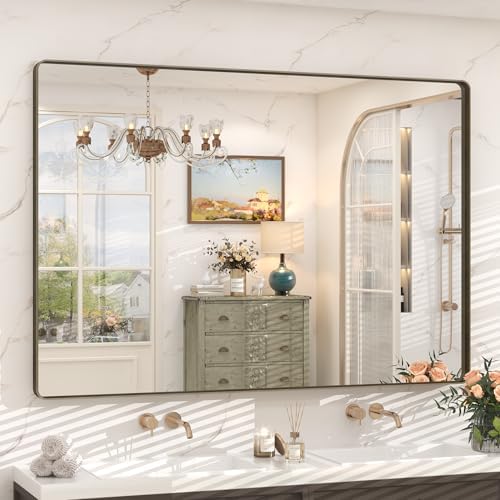 55x36 Inch Bronze Bathroom Vanity Mirror for Wall
