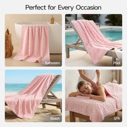 REDKISS Charcoal Gray Pink Microfiber Bath Towels Large, 30"x60", 2 Pack