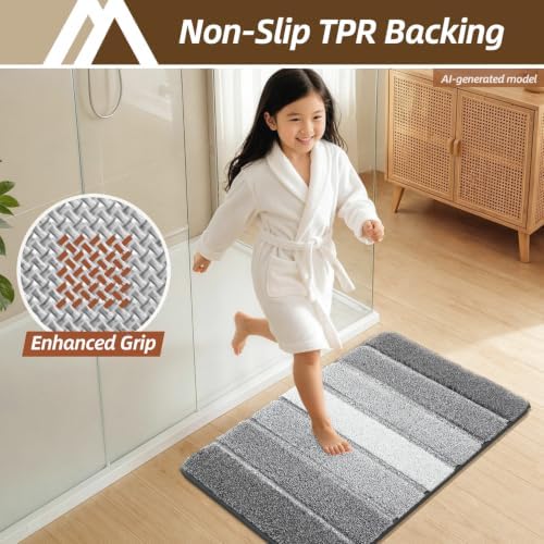 COSY HOMEER Bathroom Rugs 59x20,Ultra Soft Absorbent Bath Mat,Grey