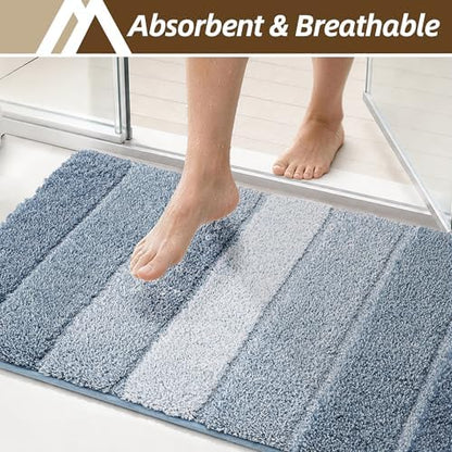 COSY HOMEER Bathroom Rugs 24x17,Ultra Soft Absorbent Bath Mat,Blue