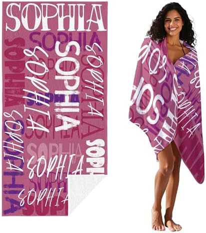 JML Personalized Beach Towel with Name, Custom Beach Towel with Name, Customized Microfiber Pool Towel, Quick Dry & Absorbent Swim Towel for Adult,Anniversary, Birthday, Summer Holiday,Vacation