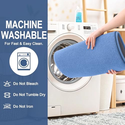 OLANLY Memory Foam Bathroom Rugs 30x20, Absorbent Bath Mat, Cornflower Blue