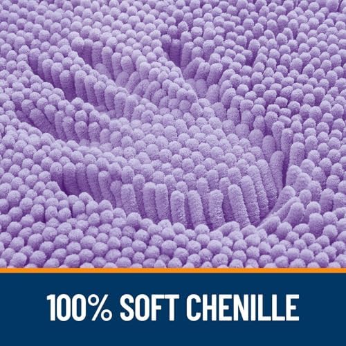 OLANLY Chenille Bathroom Rugs Mats Sets 2 Piece, 59"x20"+30"x20", Lavender