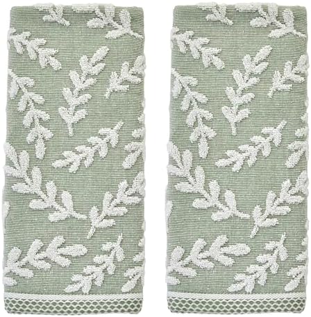 SKL Home Leaf Sprig Hand Towel Set-2pc, 100% Cotton, Reversible, Sage