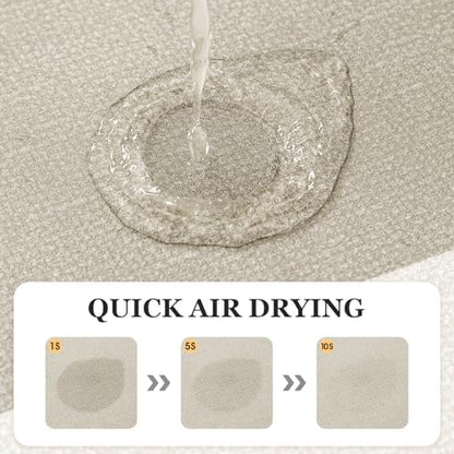 ACCUMTEK Non Slip Bath Mat, Thin Bathroom Rugs Fit Under Door, Quick Dry Bath Mats, Machine Washable Bath Rugs for Bathroom, Bathtub & Kitchen, Bathtub, Light Beige/Bordered/32 x20