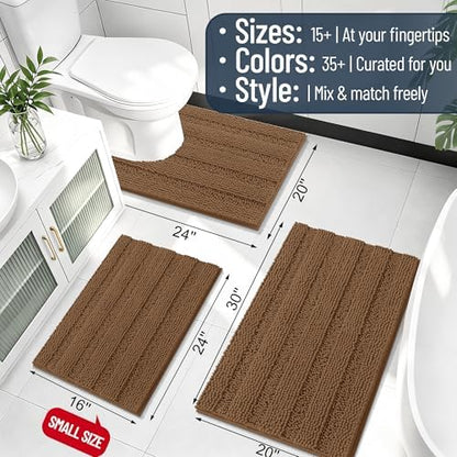 Smiry Thick Chenille Bathroom Runner Rugs 44x24, Absorbent Bath Mat, Mocha