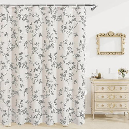 MitoVilla Extra Long Cotton Floral Shower Curtain for Bathroom,72 x 96