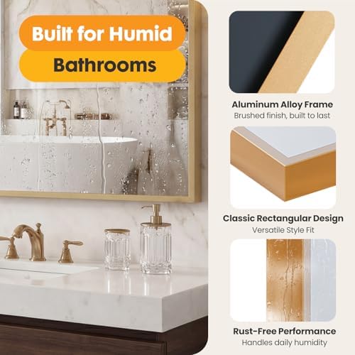 Sweetcrispy Bathroom Mirror for Over Sink, 30" x 40" Rectangle
