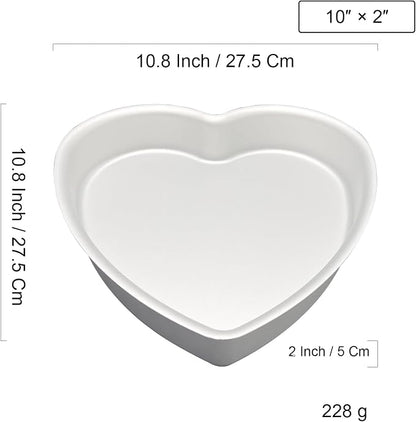 10 Inch Heart Shaped Cake Pan, Aluminum Heart Cake Mold, Heat-Resistant Baking Cake Pan for Wedding, Party, Family Occasions, Chocolate, Bread. (10 × 2 Inch)