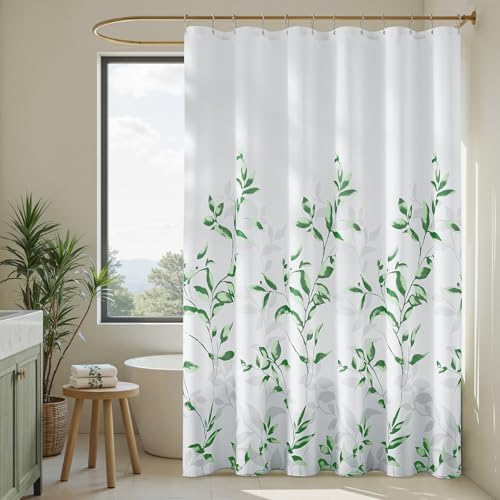 HOMEIDEAS Green Botanical Shower Curtain 72×78 Inches
