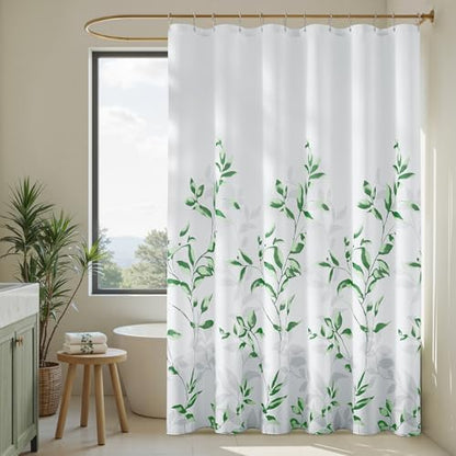 HOMEIDEAS Green Botanical Shower Curtain 72×78 Inches