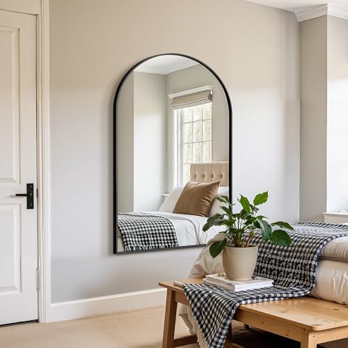 FICTOR 35" x 55" Arched Bathroom Vanity Mirror for Over Sink, Black