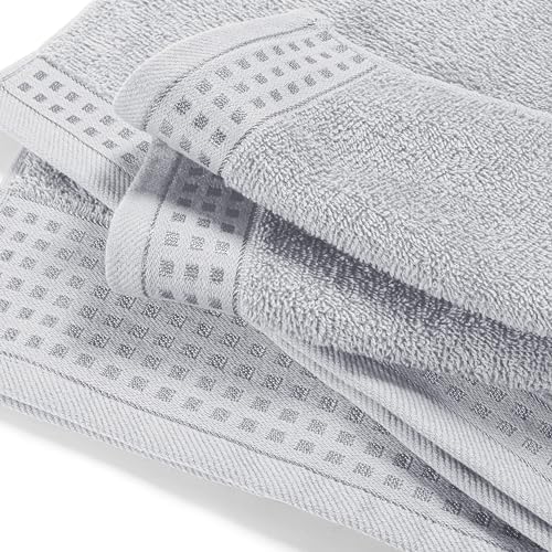 GLAMBURG 100% Cotton Oversized 2 Pack Bath Sheets 35x70, Ultra Soft Highly Absorbant Compact Quickdry & Lightweight Large Bath Sheet Set, Ideal for Gym Travel Camp Pool - Light Grey