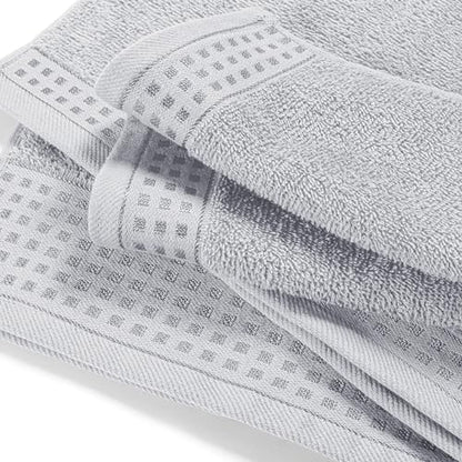 GLAMBURG 100% Cotton Oversized 2 Pack Bath Sheets 35x70, Ultra Soft Highly Absorbant Compact Quickdry & Lightweight Large Bath Sheet Set, Ideal for Gym Travel Camp Pool - Light Grey