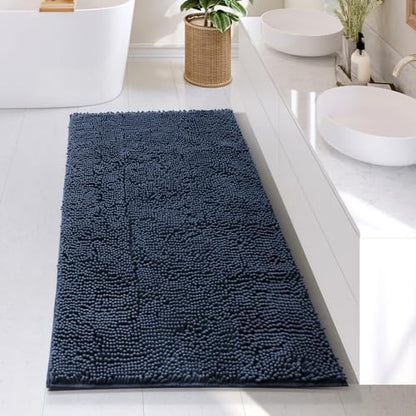 Hearth & Harbor Bathroom Rugs, Chenille Bath Mat - Machine Washable Bath Mats for Bathroom Non-Slip Backing Rubber, Quick Dry Bathroom Mat