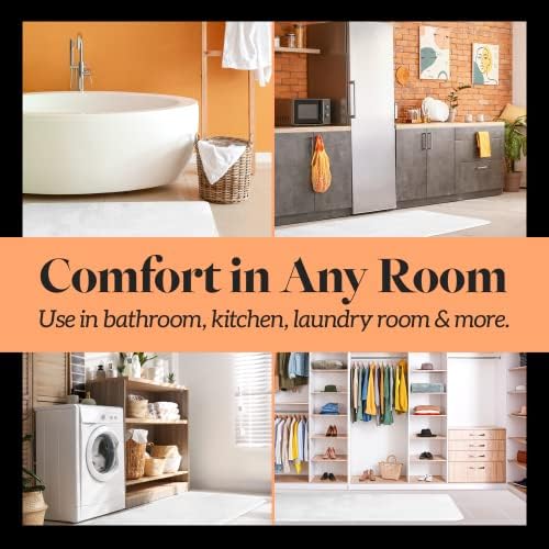 Memory Foam Bath Mat Non Slip Absorbent Super Cozy Velvet Bathroom Rug Carpet (22 inches X 36 inches, White)