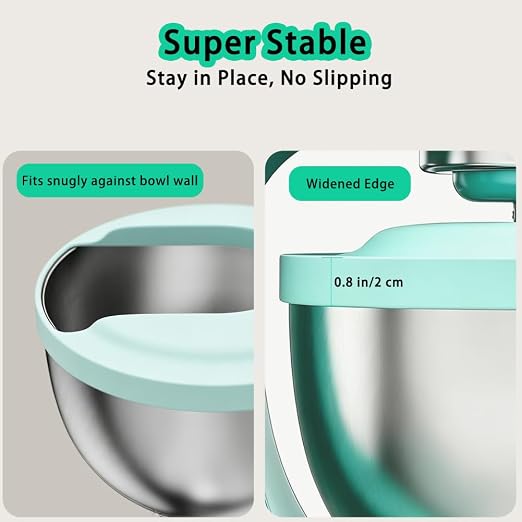 Flour Funnel with Pouring Shield for KitchenAid 4.5-6QT Mixer, Silicone Splash Guard with Flour Funnel for Kitchen Aid Mixer Tilt-Head and Bowl-Lift, Dishwasher Safe Baking Tool (Aqua Sky)