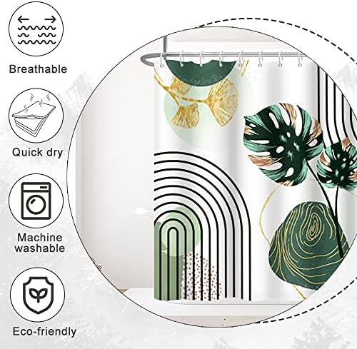 Boho Green Shower Curtain with Hooks for Bathroom 6072 Inch