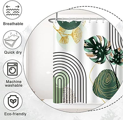 Boho Green Shower Curtain with Hooks for Bathroom 6072 Inch