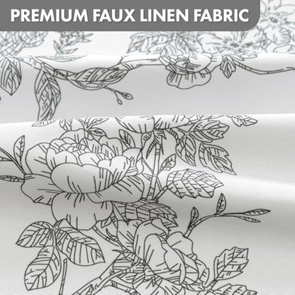 Extra Long Black Floral Shower Curtain W72*L84 Inches Long