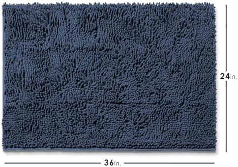 Hearth & Harbor Bathroom Rugs, Chenille Bath Mat - Machine Washable Bath Mats for Bathroom Non-Slip Backing Rubber, Quick Dry Bathroom Mat - Navy Blue 24x36