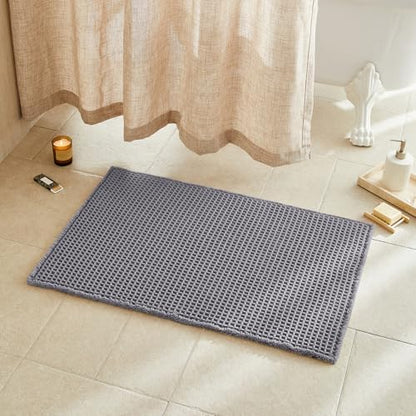 TYUU Waffle Bath Mat, Boho Bathroom Rugs Non Slip, 36x24 Grey