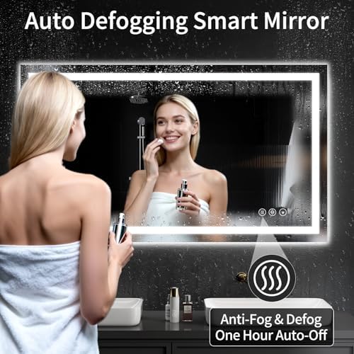 24"x48" Lighted LED Bathroom Mirror with Lights,Dimmable，Anti-Fog,Led Bathroom Vanity Mirror for Wall,Backlit + Front Lit,3 Colors,Memory Function,Shatter-Proof,Tempered Glass,Lighted Mirror