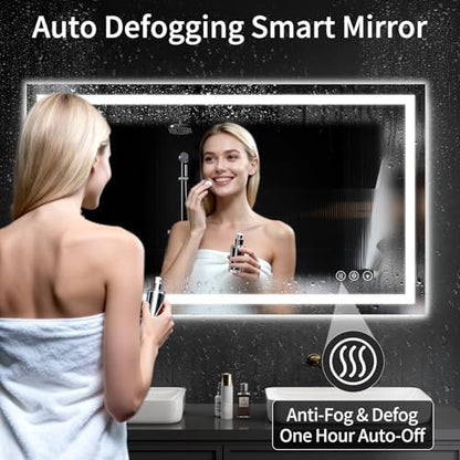 24"x48" Lighted LED Bathroom Mirror with Lights,Dimmable，Anti-Fog,Led Bathroom Vanity Mirror for Wall,Backlit + Front Lit,3 Colors,Memory Function,Shatter-Proof,Tempered Glass,Lighted Mirror
