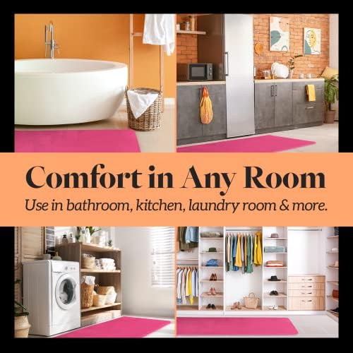 Memory Foam Bath Mat Non Slip Absorbent Super Cozy Velvet Bathroom Rug Carpet (20 inches X 32 inches, Fuschia)
