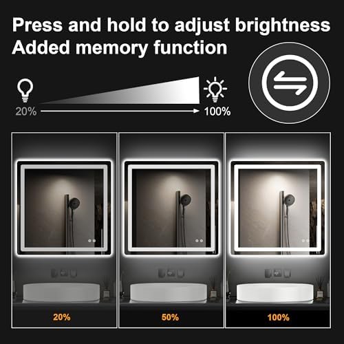 TRAHOME LED Bathroom Vanity Mirror with Lights, 30"x30" Lighted Wall Mirror