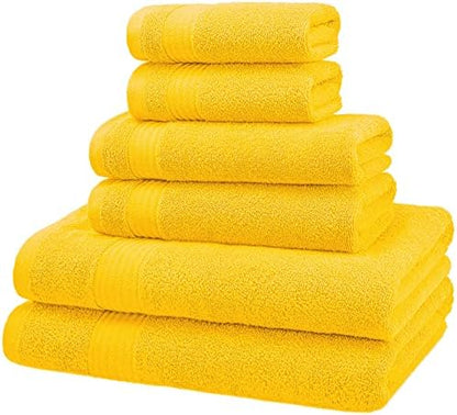 American Veteran Towel, 6 Piece Towel Set for Bathroom, 100% Cotton Turkish Bathroom Towels, 2 Bath Towels 2 Hand Towels 2 Washcloths, Yellow