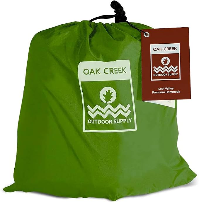 Oak Creek Camping Hammock and Accessories. Complete Package with Mosquito Bug Net, Rain Fly, Tree Straps. Great for Hiking, Backpacking, and Travel. Weighs Only 4 Pounds.