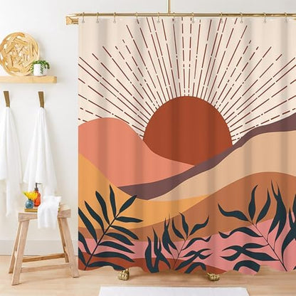 Boho Terracotta Shower Curtain for Bathroom 72x84 Inch