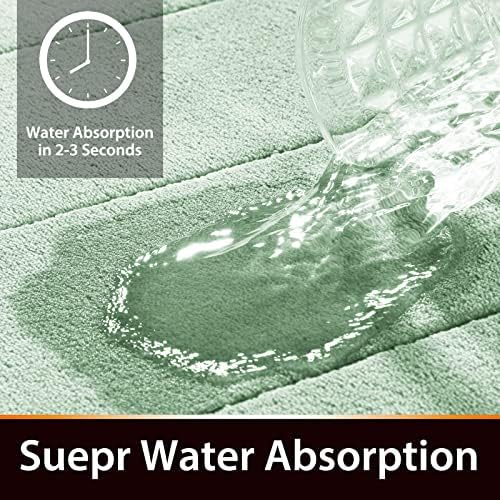 Yimobra Memory Foam Bath Mat, Super Soft Absorbent Bathroom Rug Non Slip, Quick Dry, Machine Washable Floor Carpet for Tub Shower, Home Decor Accessories, 24x17, Pale Green