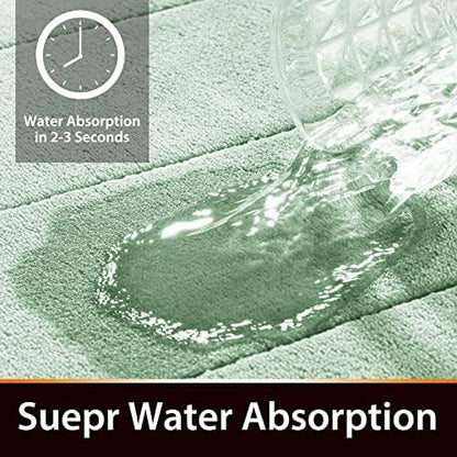 Yimobra Memory Foam Bath Mat, Super Soft Absorbent Bathroom Rug Non Slip, Quick Dry, Machine Washable Floor Carpet for Tub Shower, Home Decor Accessories, 24x17, Pale Green