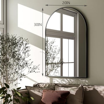 HARRITPURE 20"x30" Arched Bathroom Mirror Wall Mounted Black Arch Mirror