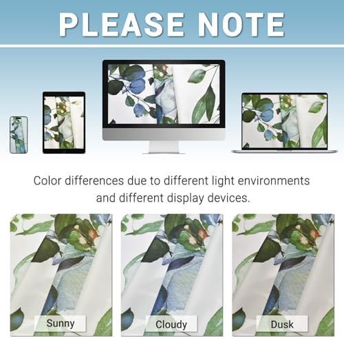 WITHLOC No Hook Floral Shower Curtain with Liner, Eucalyptus Green, 71x77