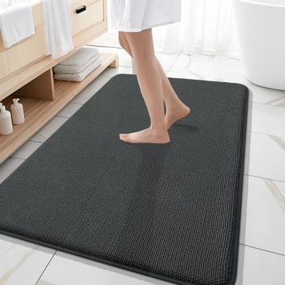 OLANLY Memory Foam Large Bathroom Rugs 59x35, Absorbent Bath Mat, Dark Grey