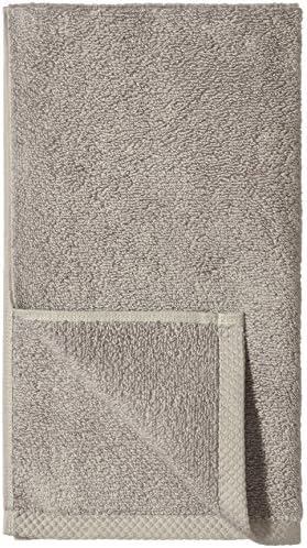 Amazon Basics 100% Cotton Lightweight Quick-Dry Hand Towel, 28" x 16", Platinum, 8-Pack