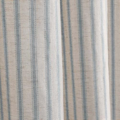 Farmhouse Striped Shower Curtain Heirloom Blue Vintage Linen Curtain 72X72