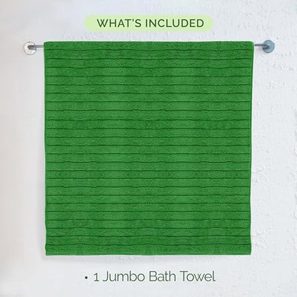 Elegant Comfort 100% Turkish Cotton Corduroy Ribbed Luxury Jumbo Bath Towel Ultra Soft - 35 x 70 Inch - Luxury Spa Premium Hotel Quality Highly Absorbent and Quick Dry Large Bath Towel, Emerald Green