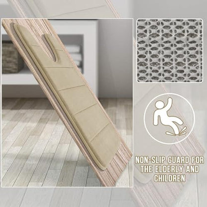 Yimobra Memory Foam Toilet Bath Mat U-Shaped, Soft and Comfortable, Super Water Absorption, Non-Slip, Thick, Machine Wash and Easier to Dry for Bathroom Commode Contour Rug, 24 X 20, Light Tan