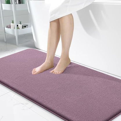 OLANLY Memory Foam Bathroom Runner Rug 47x24, Absorbent Long Mat, Deep Plum