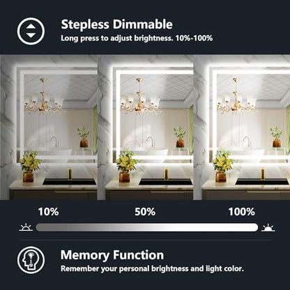 40x36 LED Bathroom Mirror with Lights, Lighted Vanity Mirror