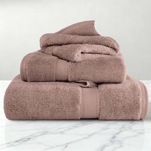 Superior Egyptian Cotton Ultra Plush & Absorbent, 3 Piece Set, Muted Mauve